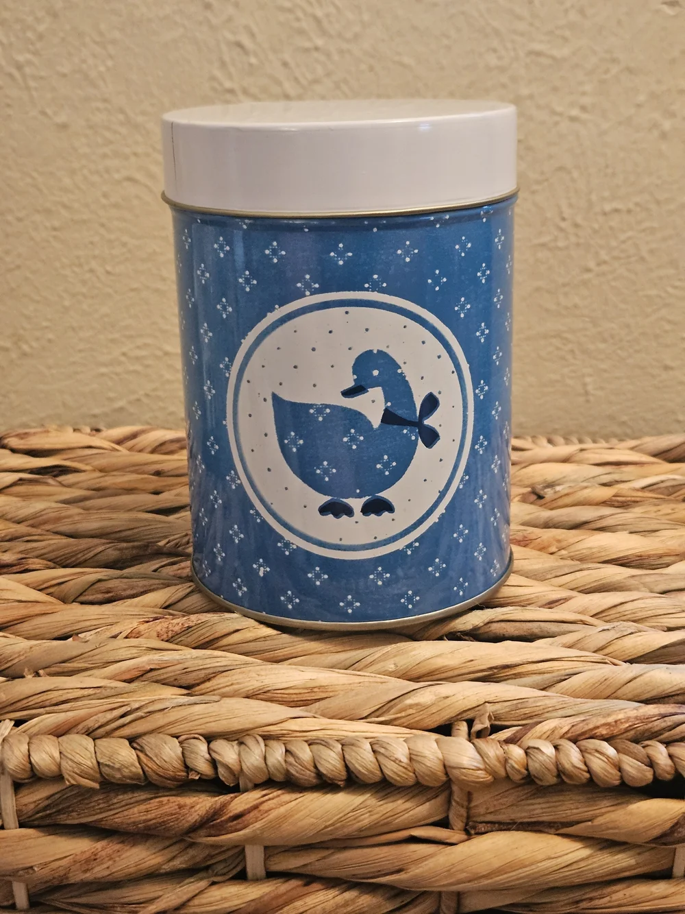 Vintage 1980s Blue Country Goose Nesting Tin Canister Set - 3 Piece